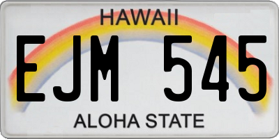 HI license plate EJM545