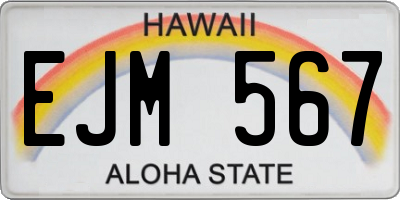 HI license plate EJM567