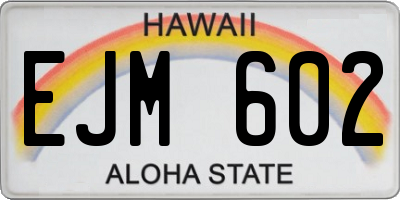 HI license plate EJM602