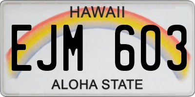 HI license plate EJM603