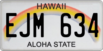 HI license plate EJM634