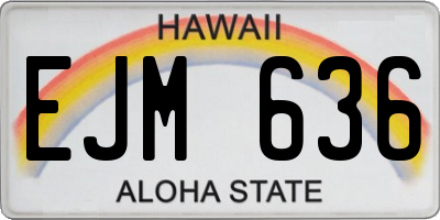 HI license plate EJM636