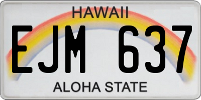 HI license plate EJM637