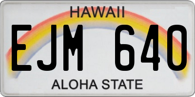HI license plate EJM640