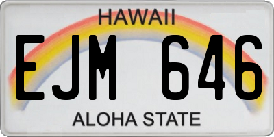 HI license plate EJM646