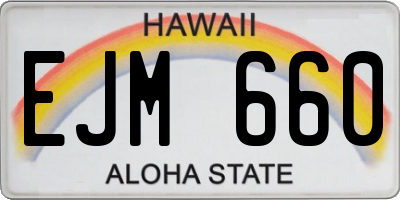HI license plate EJM660