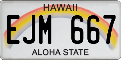 HI license plate EJM667