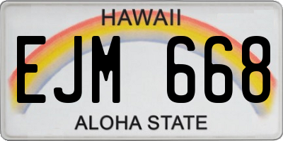 HI license plate EJM668