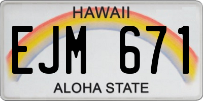 HI license plate EJM671