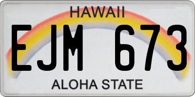 HI license plate EJM673