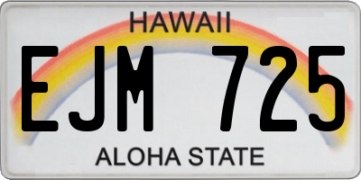 HI license plate EJM725