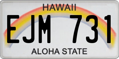 HI license plate EJM731