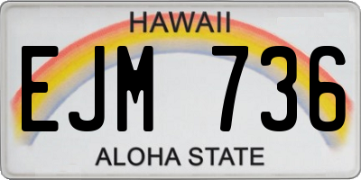 HI license plate EJM736