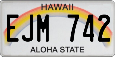 HI license plate EJM742