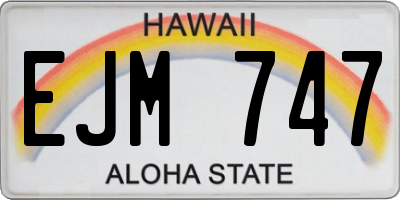 HI license plate EJM747
