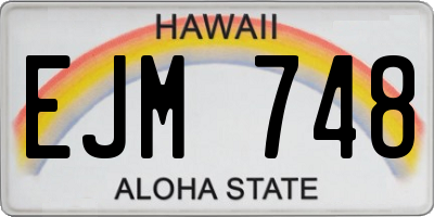 HI license plate EJM748