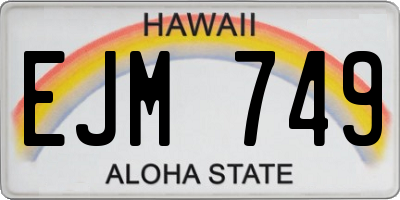 HI license plate EJM749