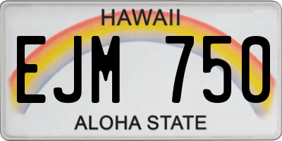 HI license plate EJM750