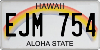 HI license plate EJM754
