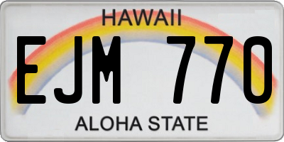 HI license plate EJM770
