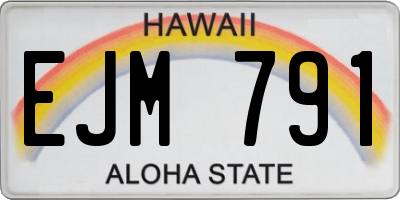 HI license plate EJM791