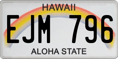 HI license plate EJM796