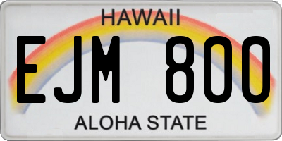 HI license plate EJM800