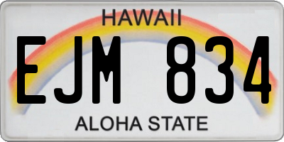 HI license plate EJM834