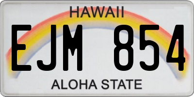 HI license plate EJM854