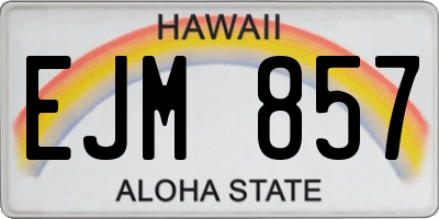 HI license plate EJM857