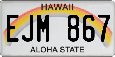 HI license plate EJM867