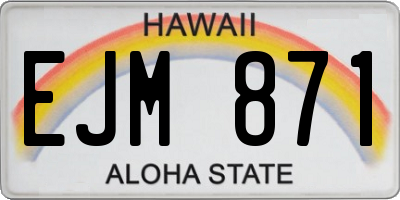 HI license plate EJM871