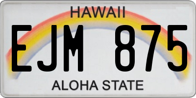 HI license plate EJM875