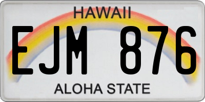HI license plate EJM876