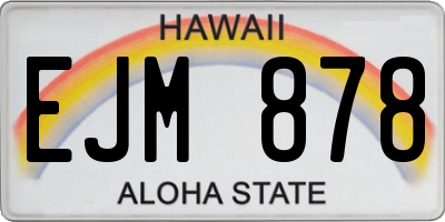 HI license plate EJM878