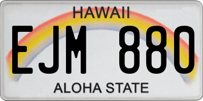 HI license plate EJM880