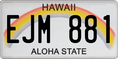 HI license plate EJM881