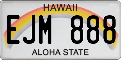 HI license plate EJM888