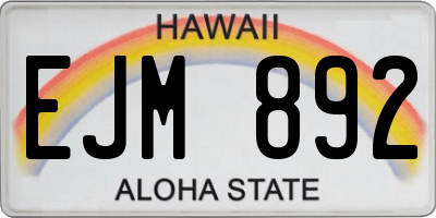 HI license plate EJM892