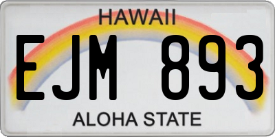 HI license plate EJM893