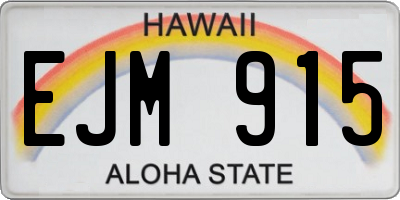HI license plate EJM915
