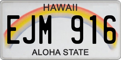 HI license plate EJM916
