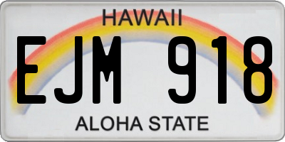 HI license plate EJM918