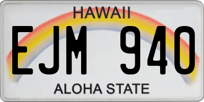 HI license plate EJM940