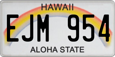 HI license plate EJM954