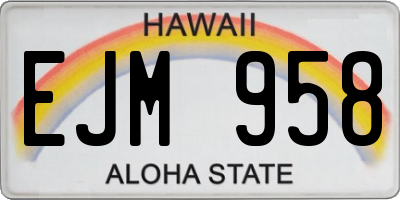 HI license plate EJM958