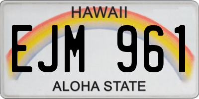 HI license plate EJM961