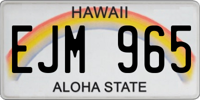 HI license plate EJM965