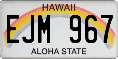 HI license plate EJM967