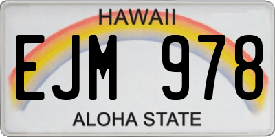 HI license plate EJM978